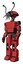 Mech containing dual retro camera head and shrimp head and light chest exoshielding and prototype exoplate chest and prototype exoplate legs. Primary red halftone. Facing right view.