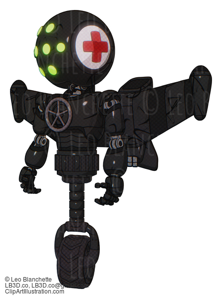 Android Containing Round Head And Green Eyes Array And First Aid Emblem And Light Chest Exoshielding And Chest Valve Crank And Stellar Jet Wing Rocket Pack And Unicycle Wheel. #17417