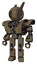 Automaton containing round head and three lens sentinel visor and head winglets and heavy upper chest and heavy mech chest and prototype exoplate legs. Desert tan painted.