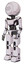 Automaton containing dots array face and light chest exoshielding and ultralight chest exosuit and prototype exoplate legs. White halftone toon. Facing right view.