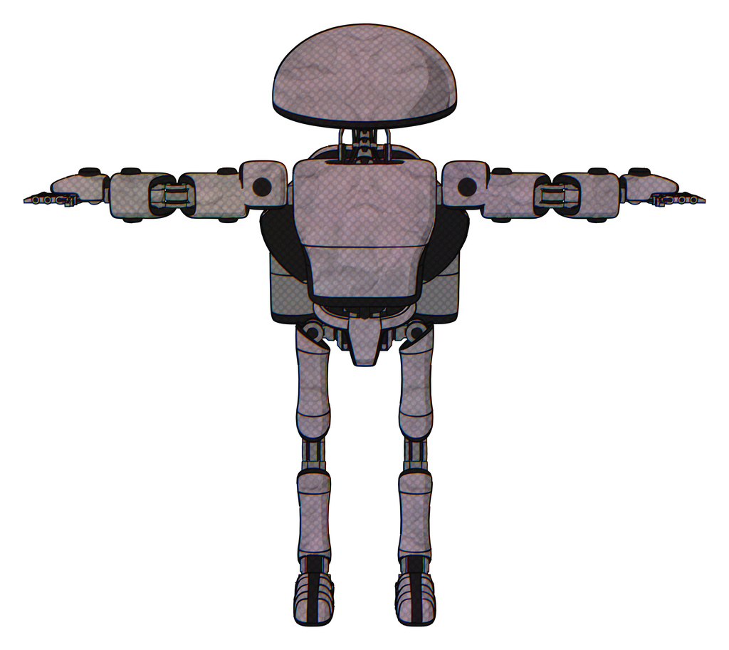 Cyborg containing dome head and light chest exoshielding and prototype exoplate chest and rocket pack and ultralight foot exosuit. Dark sketch. T-pose.