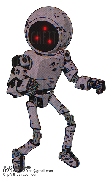 Android Containing Three Led Eyes Round Head And Light Chest Exoshielding And Prototype Exoplate Chest And Ultralight Foot Exosuit. Dark  Ink Dots Sketch. Fight Or Defense Pose.. #17470