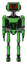 Robot containing dual retro camera head and clock radio head and light chest exoshielding and ultralight chest exosuit and rocket pack and ultralight foot exosuit. Secondary green halftone.