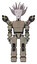 Automaton containing humanoid face mask and binary war paint and light chest exoshielding and prototype exoplate chest and minigun back assembly and prototype exoplate legs. Grungy fiberglass.