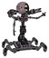 Droid containing round head chomper design and light chest exoshielding and minigun back assembly and no chest plating and insect walker legs. Dark ink dots sketch.