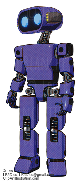 Android Containing Dual Retro Camera Head And Cute Retro Robo Head And Yellow Head Leds And Light Chest Exoshielding And Prototype Exoplate Chest And Prototype Exoplate Legs. Primary Blue Halftone. #17638