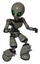 Automaton containing grey alien style head and green inset eyes and light chest exoshielding and ultralight chest exosuit and light leg exoshielding and spike foot mod. Concrete grey metal.