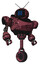 Bot containing digital display head and three vertical line design and retro antennas and heavy upper chest and unicycle wheel. Muavewood halftone grunge. Hero pose.