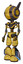 Cyborg containing round head and maru eyes and head winglets and light chest exoshielding and no chest plating and light leg exoshielding and megneto-hovers foot mod. Construction yellow halftone.