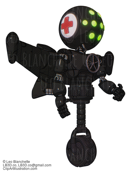 Android Containing Round Head And Green Eyes Array And First Aid Emblem And Light Chest Exoshielding And Chest Valve Crank And Stellar Jet Wing Rocket Pack And Unicycle Wheel. #17713