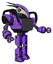Droid containing bird skull head and yellow and green scope eyes and head shield design and heavy upper chest and chest vents and blue strip lights and prototype exoplate legs.