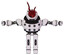 Bot containing jellyfish style head red fiber optic tentacles and heavy upper chest and chest energy sockets and prototype exoplate legs. White halftone toon. T-pose.
