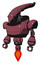 Droid containing flat elongated skull head and heavy upper chest and jet propulsion. Muavewood halftone. Standing looking right restful pose.