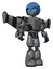 Automaton containing grey alien style head and blue grate eyes and blue helmet and light chest exoshielding and prototype exoplate chest and stellar jet wing rocket pack and light leg exoshielding.