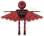 Droid containing dual retro camera head and three-dash cyclops round head and light chest exoshielding and pilot's wings assembly and no chest plating and ultralight foot exosuit.