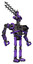 Robot containing dual retro camera head and wireless internet transmitter head and heavy upper chest and no chest plating and ultralight foot exosuit. Secondary purple halftone. Hero pose.