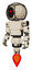 Cyborg containing round barbed wire round head and light chest exoshielding and prototype exoplate chest and jet propulsion. Off white toon. Standing looking right restful pose.