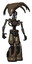 Bot containing flat elongated skull head and light chest exoshielding and no chest plating and light leg exoshielding and stomper foot mod. Light brown halftone. Hero pose.