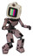Droid containing old computer monitor and please stand by pixel design and retro-futuristic webcam and light chest exoshielding and ultralight chest exosuit and prototype exoplate legs.