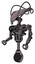 Bot containing flat elongated skull head and cables and heavy upper chest and no chest plating and unicycle wheel. Halftone gray. Facing right view.