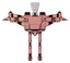 Cyborg containing humanoid face mask and binary war paint and light chest exoshielding and prototype exoplate chest and stellar jet wing rocket pack and ultralight foot exosuit. Toon pink tint.