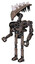 Mech containing flat elongated skull head and spikes, and heavy upper chest and no chest plating and ultralight foot exosuit. Khaki halftone. Facing right view.