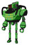 Automaton containing dual retro camera head and clock radio head and heavy upper chest and colored lights array and ultralight foot exosuit. Secondary green halftone.