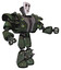 Bot containing humanoid face mask and skeleton war paint and heavy upper chest and heavy mech chest and green cable sockets array and light leg exoshielding and spike foot mod. Old corroded copper.