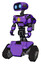 Droid containing dual retro camera head and cute retro robo head and light chest exoshielding and yellow star and rocket pack and tank tracks. Secondary purple halftone.