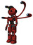 Cyborg containing oval wide head and techno mohawk and light chest exoshielding and ultralight chest exosuit and blue-eye cam cable tentacles and prototype exoplate legs. Cherry tomato red.