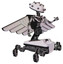 Bot containing plughead dome design and light chest exoshielding and pilot's wings assembly and no chest plating and insect walker legs. White halftone toon. Interacting.