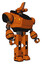 Automaton containing dual retro camera head and reversed fin head and heavy upper chest and prototype exoplate legs. Secondary orange halftone. Facing left view.