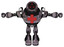 Automaton containing three led eyes round head and heavy upper chest and first aid chest symbol and shoulder headlights and light leg exoshielding and stomper foot mod. Sketch pad cloudy smudges.