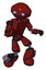 Mech containing oval wide head and blue eyes and light chest exoshielding and prototype exoplate chest and light leg exoshielding and megneto-hovers foot mod. Matted red. Fight or defense pose..
