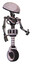 Robot containing dome head and light chest exoshielding and no chest plating and unicycle wheel. Sketch pad dots pattern. Facing left view.
