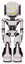 Droid containing round head and green eyes array and light chest exoshielding and ultralight chest exosuit and light leg exoshielding and stomper foot mod. White halftone toon. Front view.
