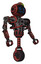 Cyborg containing digital display head and blank-faced expression and green led array and heavy upper chest and no chest plating and unicycle wheel. Grunge matted orange. Facing left view.