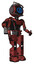 Mech containing digital display head and large eye and led and protection bars and light chest exoshielding and ultralight chest exosuit and rocket pack and prototype exoplate legs.