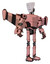 Robot containing humanoid face mask and binary war paint and light chest exoshielding and prototype exoplate chest and stellar jet wing rocket pack and ultralight foot exosuit. Toon pink tint.