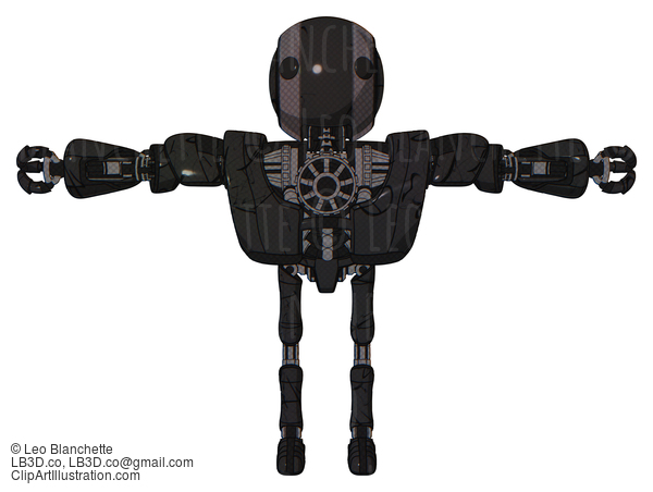 Android Containing Round Head And Maru Eyes And Heavy Upper Chest And Heavy Mech Chest And Ultralight Foot Exosuit. Toon Black Scribbles Sketch. T-Pose. #18145