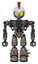 Bot containing grey alien style head and yellow eyes with blue pupils and galea roman soldier ornament and helmet and heavy upper chest and no chest plating and light leg exoshielding .
