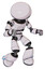 Robot containing dome head and light chest exoshielding and chest green blue lights array and light leg exoshielding. White halftone toon. Fight or defense pose..