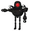 Bot containing round head and red laser crystal array and heavy upper chest and shoulder headlights and ultralight foot exosuit. Toon black scribbles sketch. Arm out holding invisible object..
