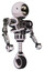 Bot containing round head chomper design and heavy upper chest and no chest plating and unicycle wheel. White halftone toon. Facing left view.