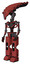 Mech containing flat elongated skull head and light chest exoshielding and no chest plating and prototype exoplate legs. Light brick red. Facing right view.