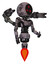 Bot containing three led eyes round head and light chest exoshielding and ultralight chest exosuit and minigun back assembly and jet propulsion. Sketch pad cloudy smudges. Facing left view.