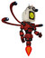 Robot containing old computer monitor and yellow sad pixel face and old computer magnetic tape and light chest exoshielding and rubber chain sash and blue-eye cam cable tentacles and jet propulsion.