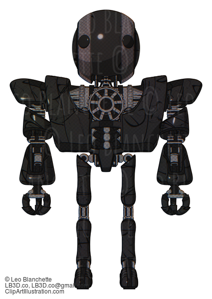 Android Containing Round Head And Maru Eyes And Heavy Upper Chest And Heavy Mech Chest And Ultralight Foot Exosuit. Toon Black Scribbles Sketch. Front View. #18279