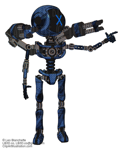 Android Containing Digital Display Head And X Face And Light Chest Exoshielding And Minigun Back Assembly And No Chest Plating And Ultralight Foot Exosuit. Grunge Dark Blue. #18282