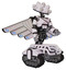 Automaton containing techno multi-eyed domehead design and light chest exoshielding and cable sash and cherub wings design and tank tracks. White halftone toon. Facing left view.